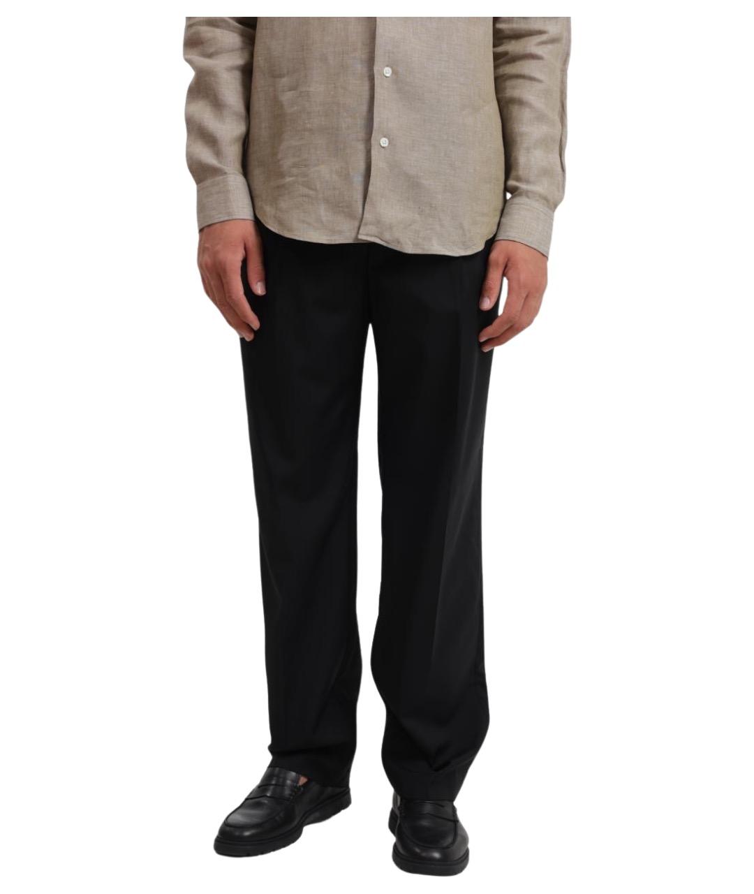 EMPORIO ARMANI Черные шерстяные повседневные брюки, фото 1