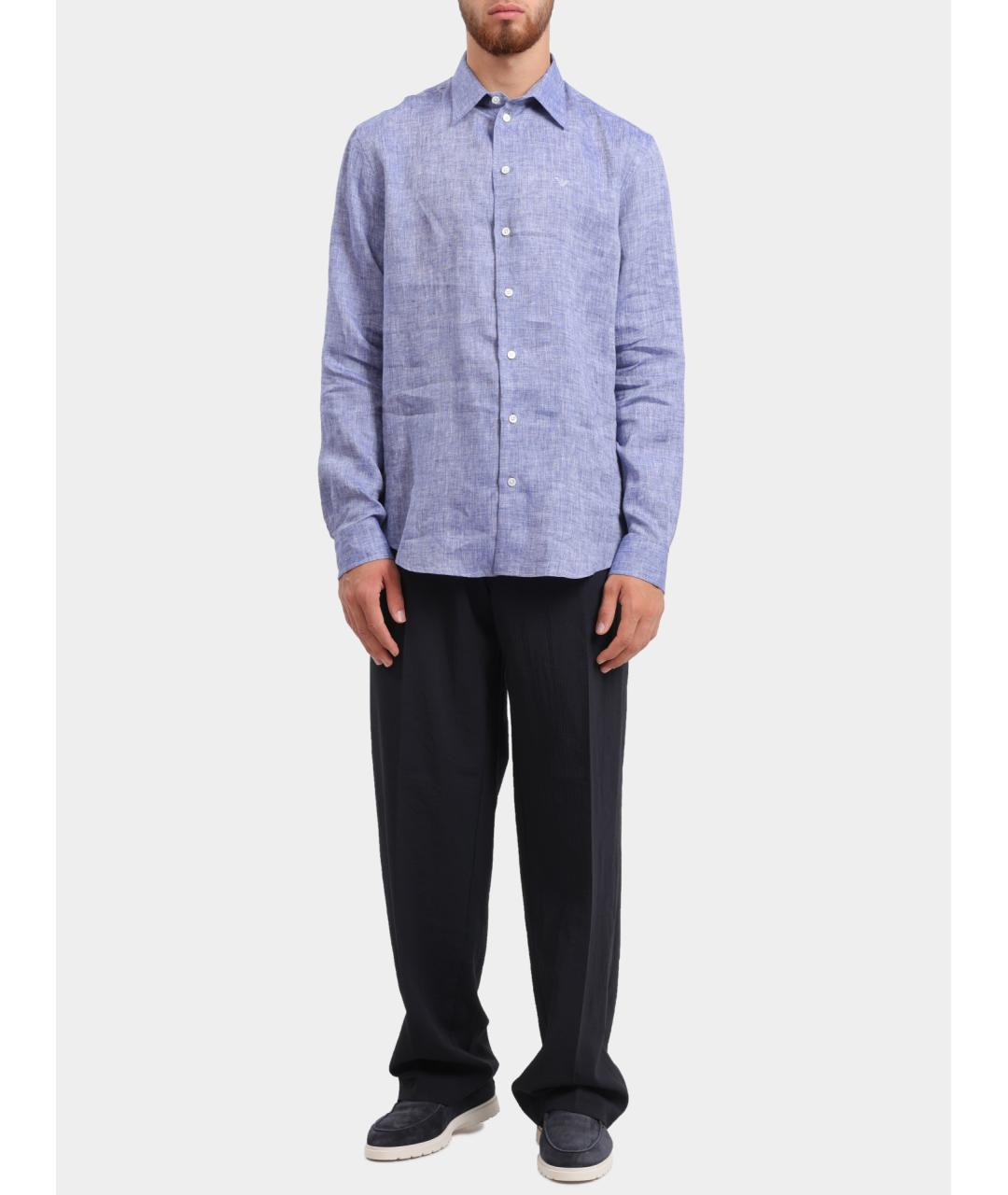 EMPORIO ARMANI Темно-синие полиамидовые повседневные брюки, фото 3