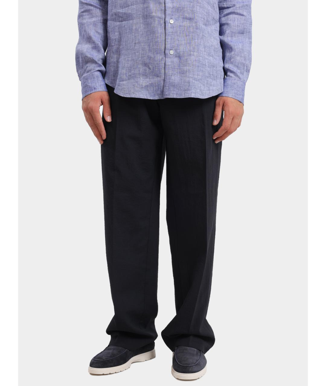 EMPORIO ARMANI Темно-синие полиамидовые повседневные брюки, фото 2