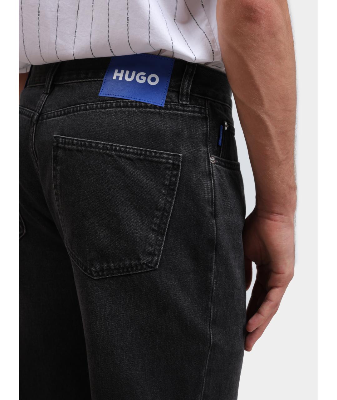 HUGO Черные хлопковые прямые джинсы, фото 6