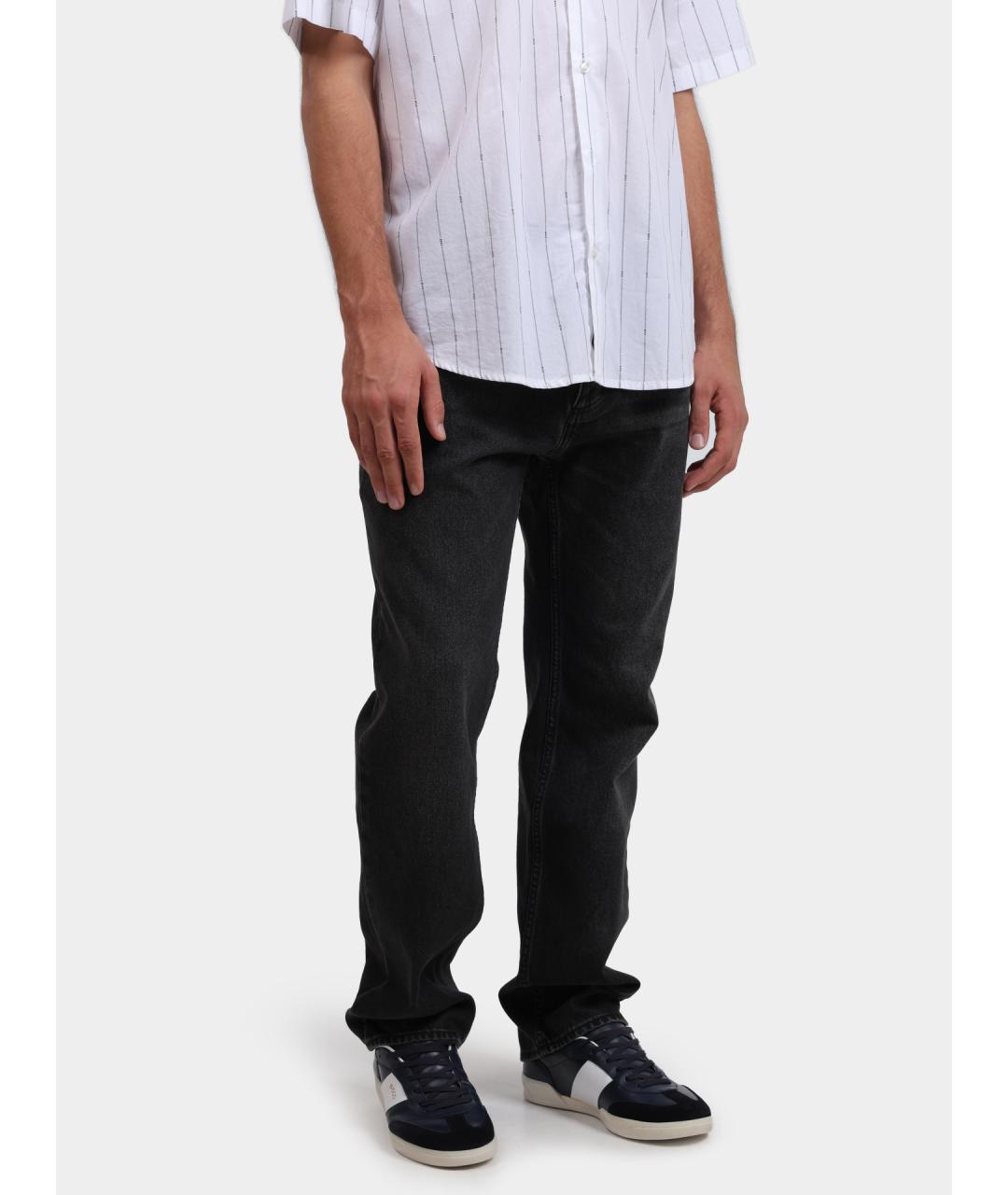 HUGO Черные хлопковые прямые джинсы, фото 4