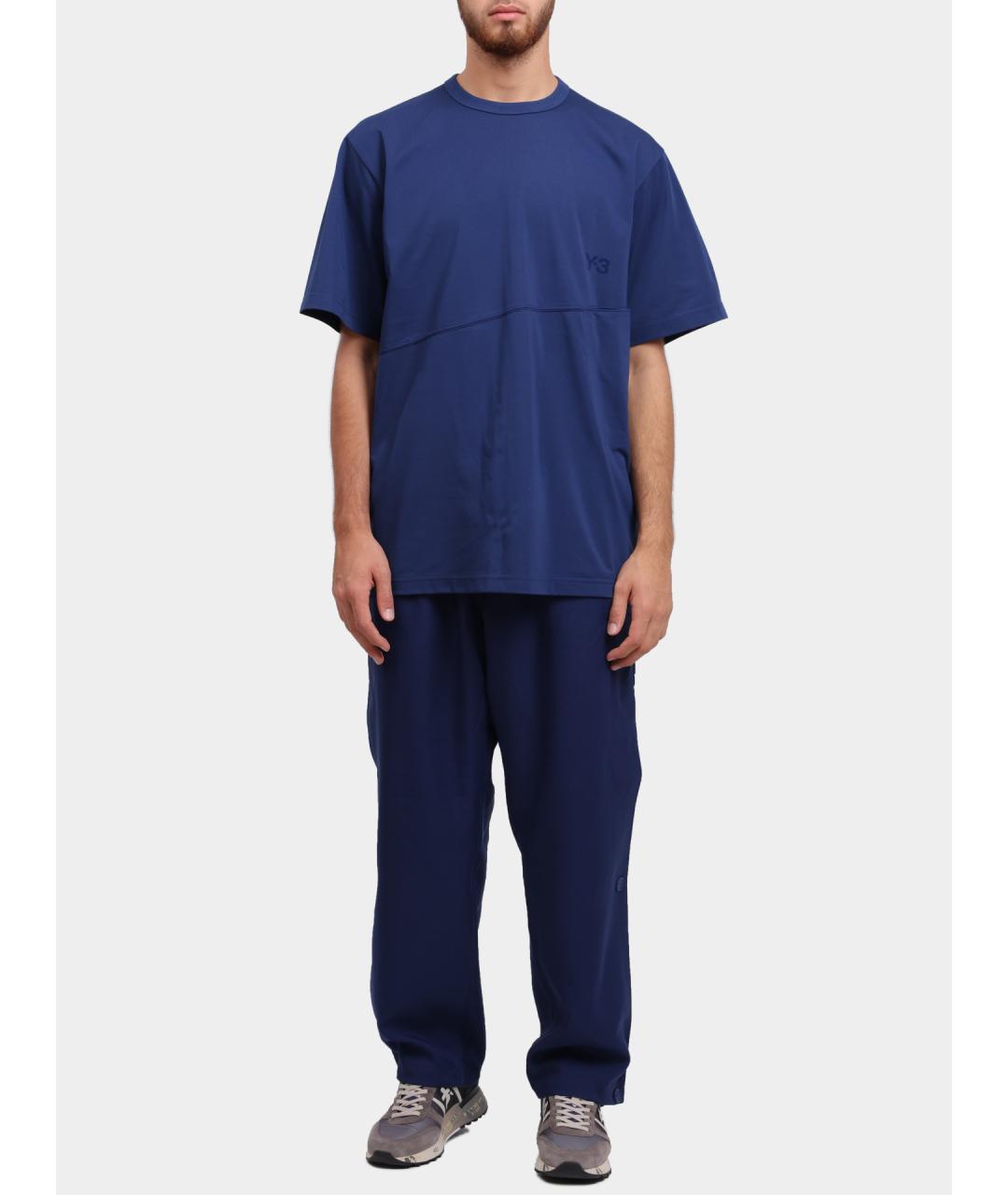 Y-3 Синие полиэстеровые повседневные брюки, фото 2