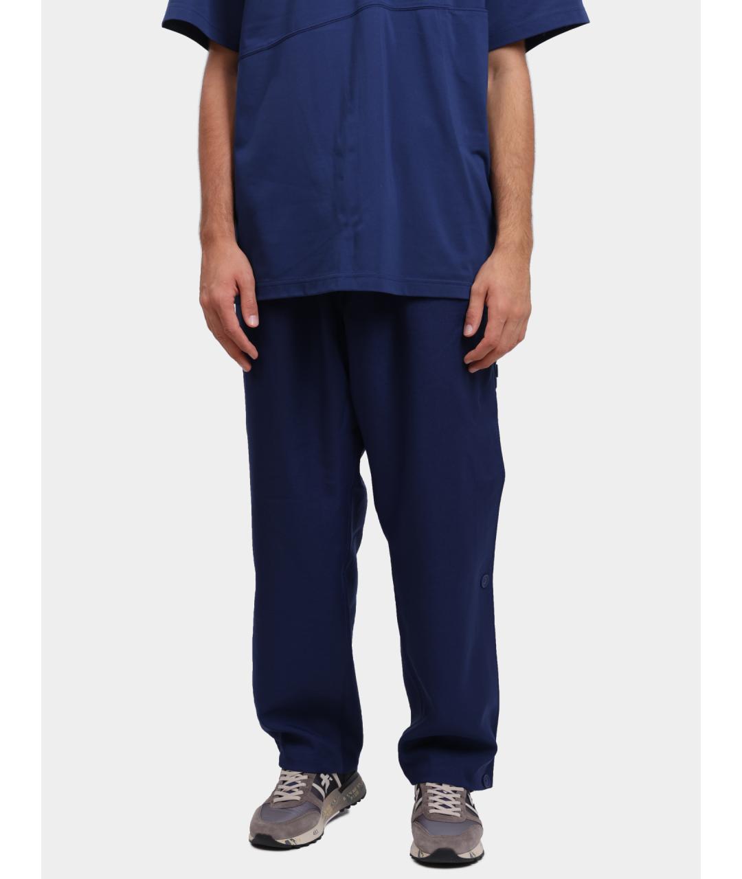 Y-3 Синие полиэстеровые повседневные брюки, фото 6