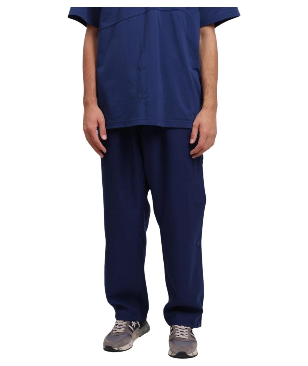 Y-3 Синие полиэстеровые повседневные брюки, фото 1