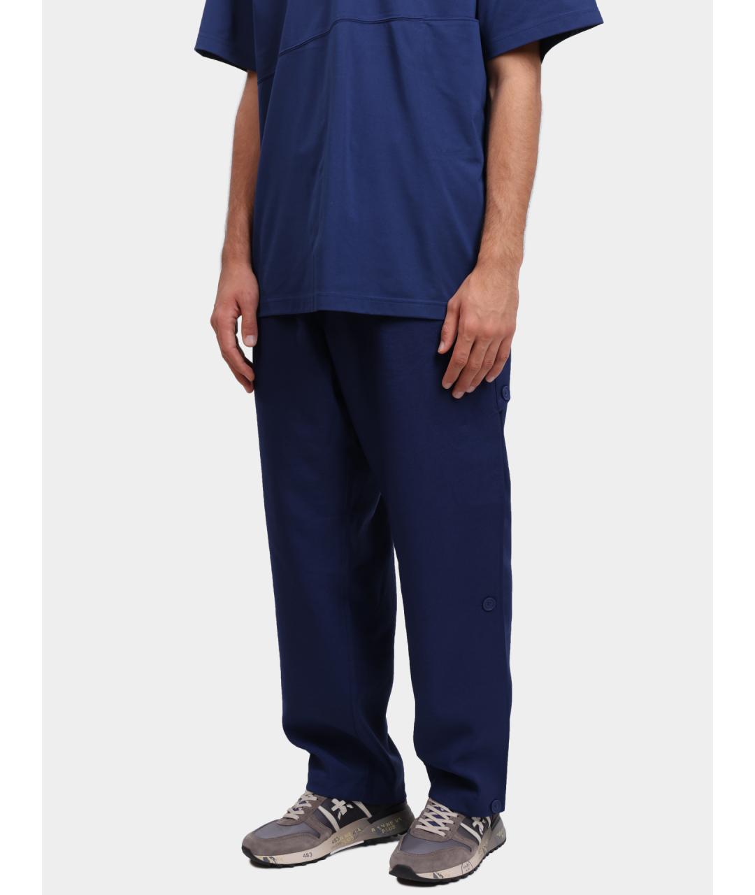 Y-3 Синие полиэстеровые повседневные брюки, фото 3