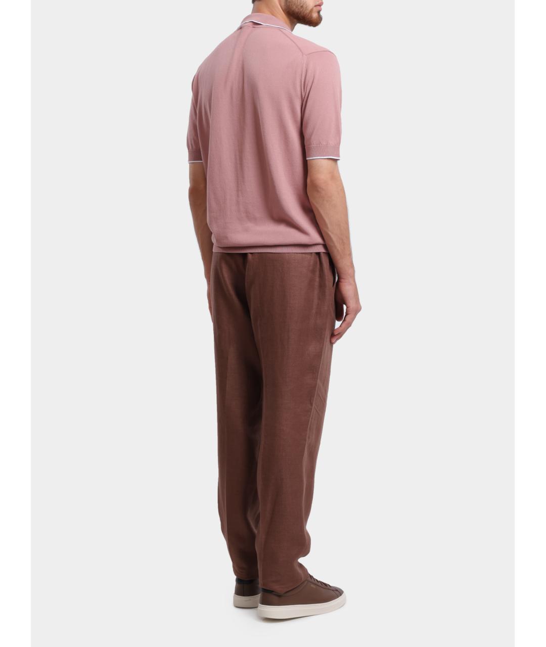 PESERICO Коричневые льняные повседневные брюки, фото 5