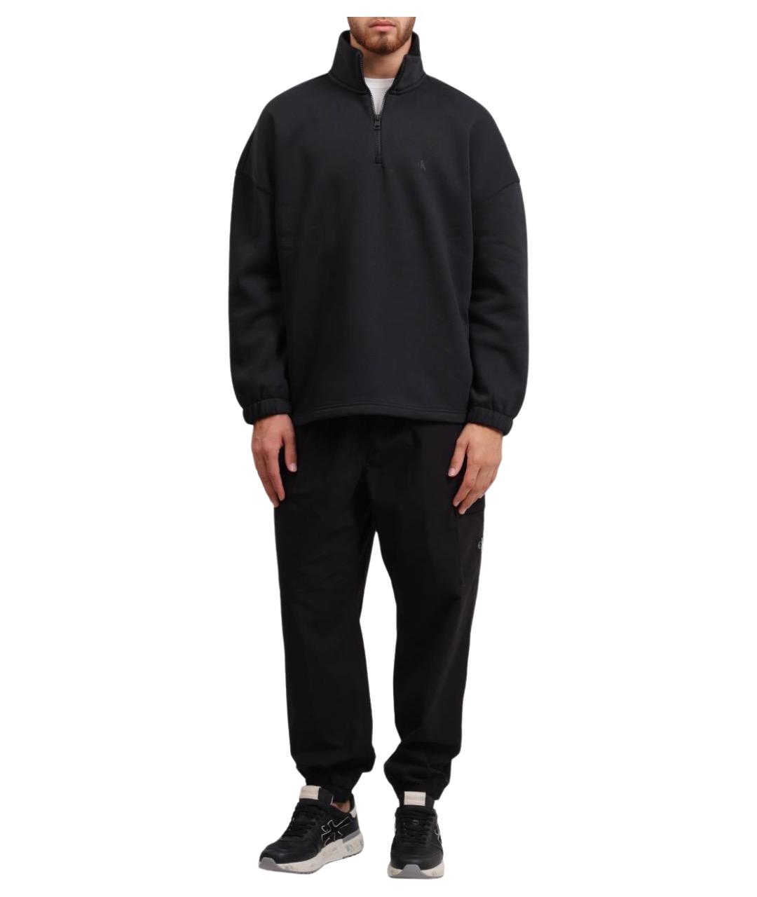 CALVIN KLEIN Черные хлопковые повседневные брюки, фото 1