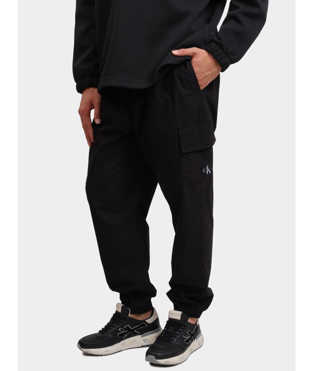 CALVIN KLEIN Черные хлопковые повседневные брюки, фото 3