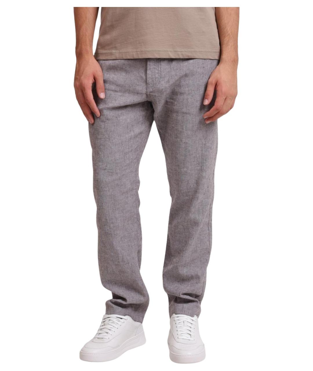 HUGO BOSS Серые льняные повседневные брюки, фото 1
