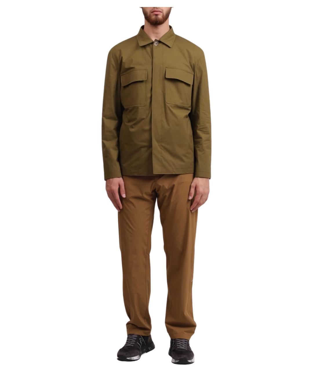 HERNO Коричневые хлопковые повседневные брюки, фото 1