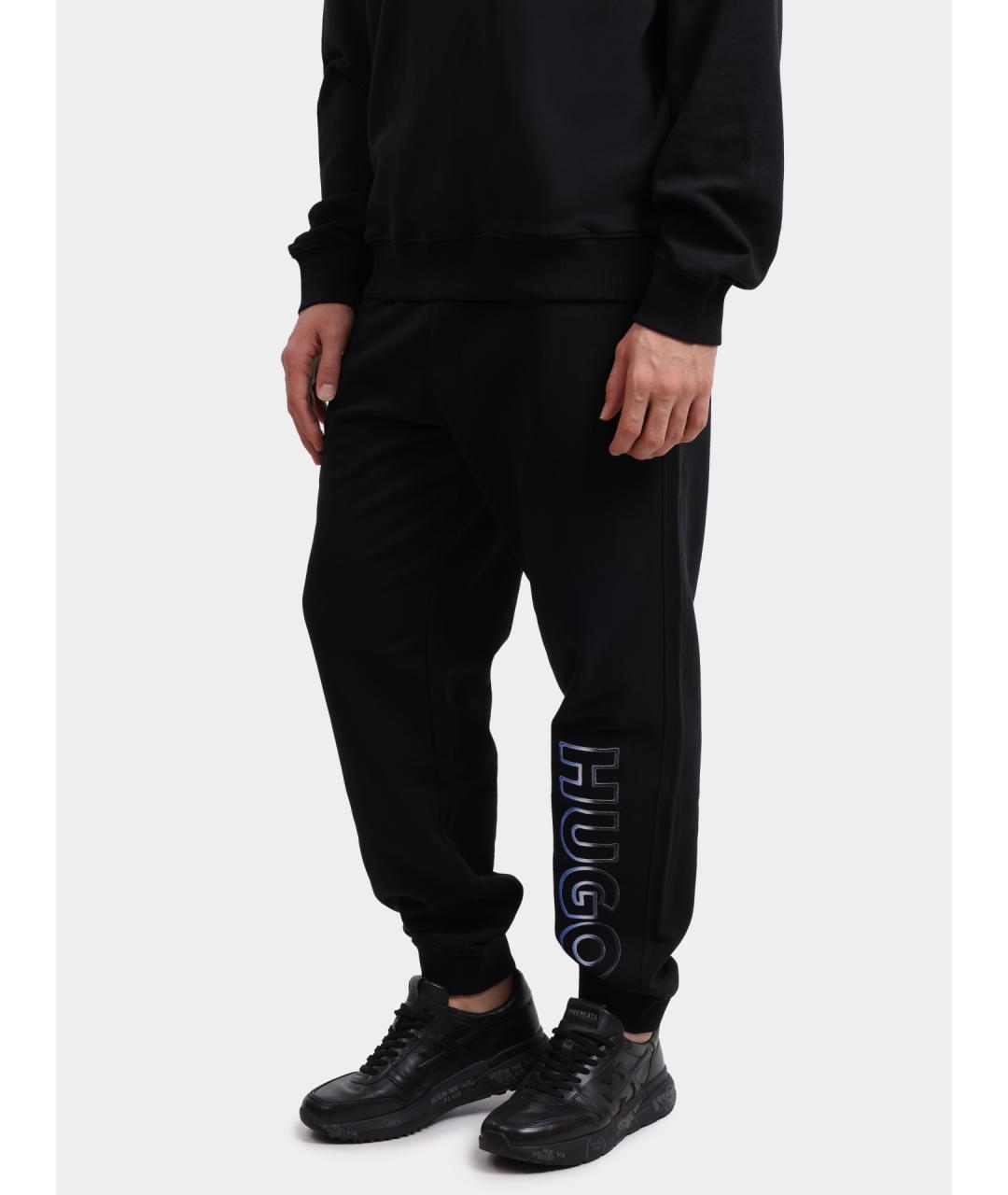 HUGO Черные хлопковые повседневные брюки, фото 3