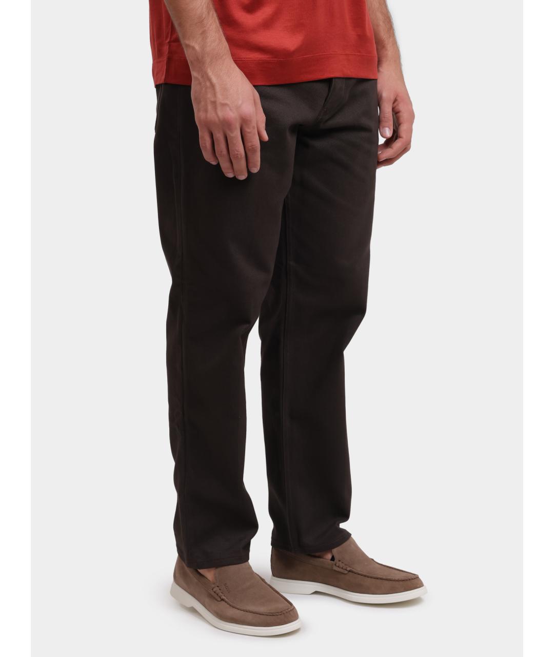 EMPORIO ARMANI Коричневые хлопковые прямые джинсы, фото 2