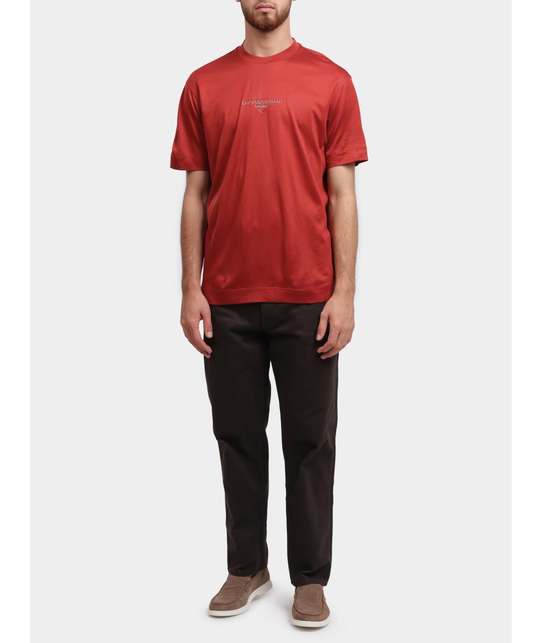 EMPORIO ARMANI Коричневые хлопковые прямые джинсы, фото 5