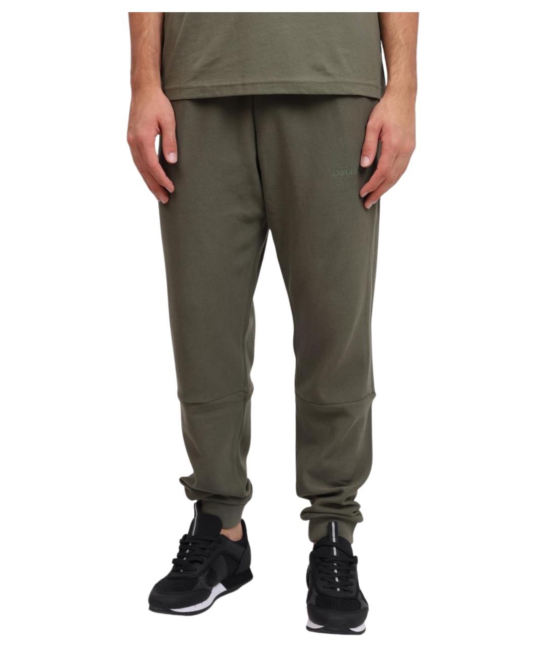 EA7 Хаки хлопковые повседневные брюки, фото 1