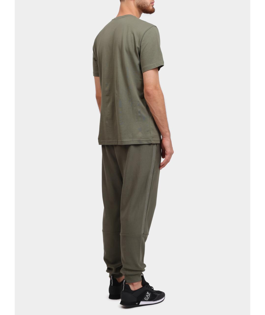 EA7 Хаки хлопковые повседневные брюки, фото 5