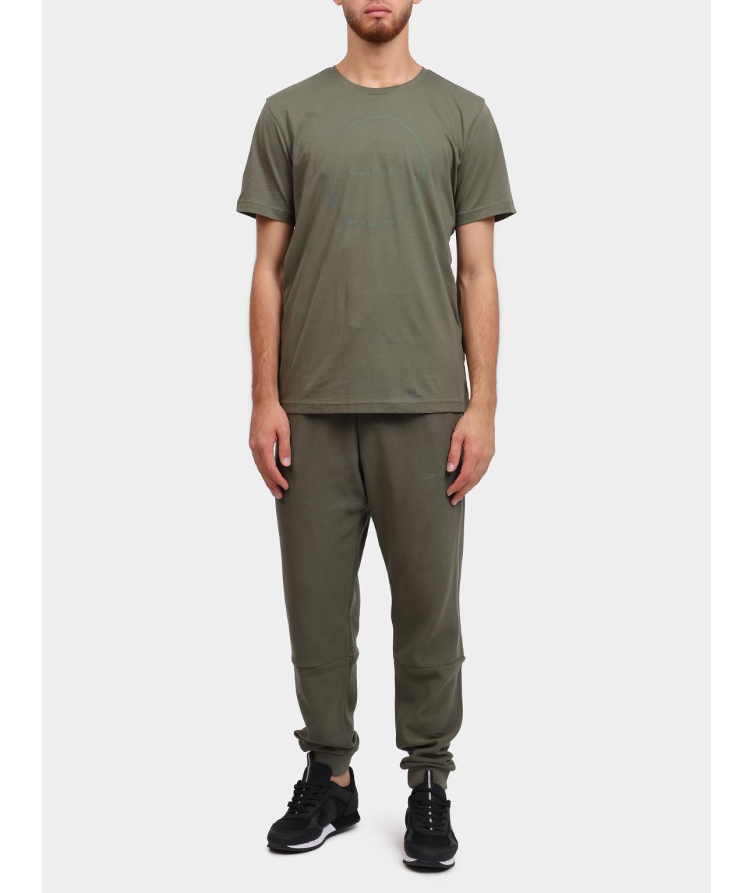 EA7 Хаки хлопковые повседневные брюки, фото 2