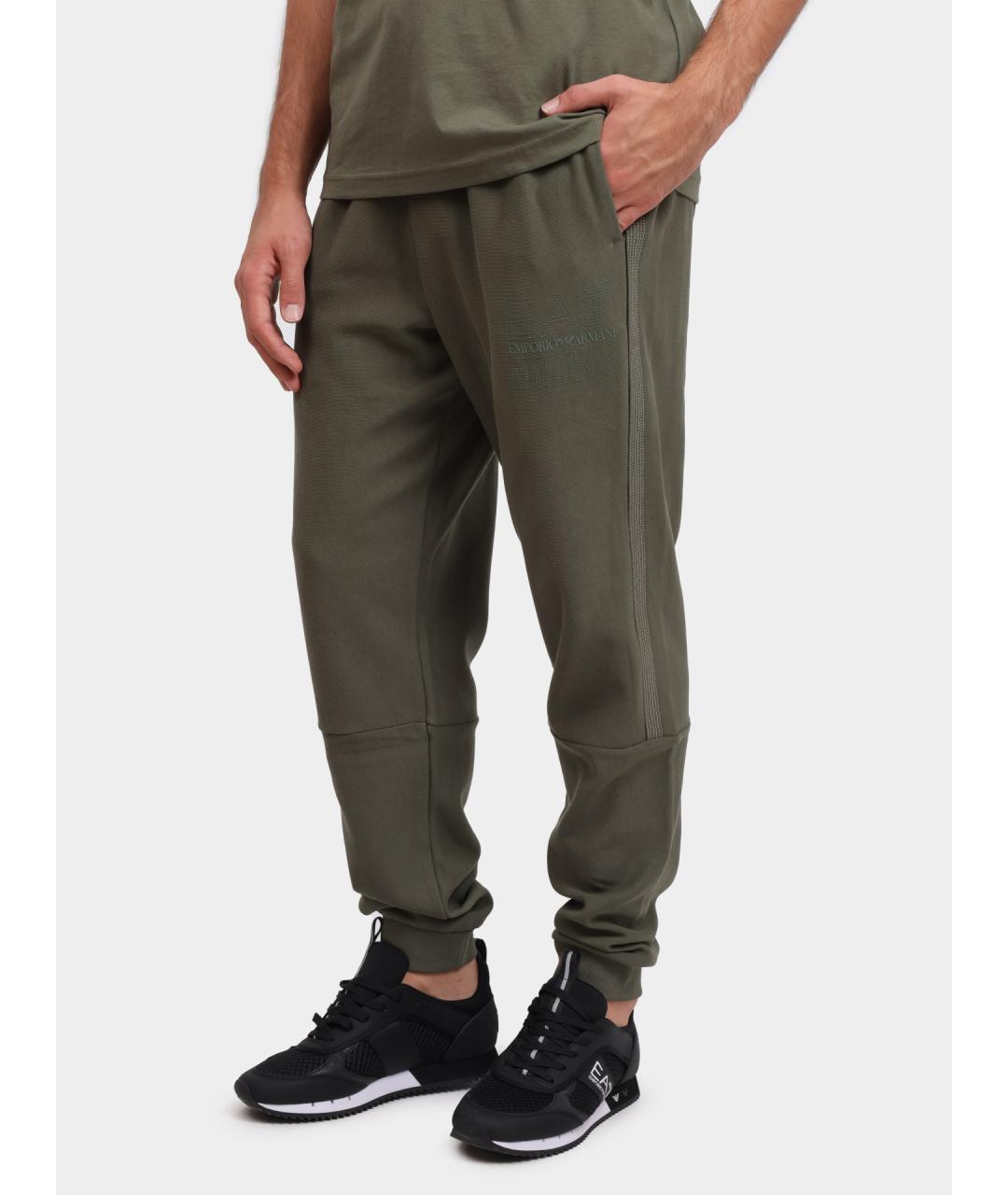 EA7 Хаки хлопковые повседневные брюки, фото 3