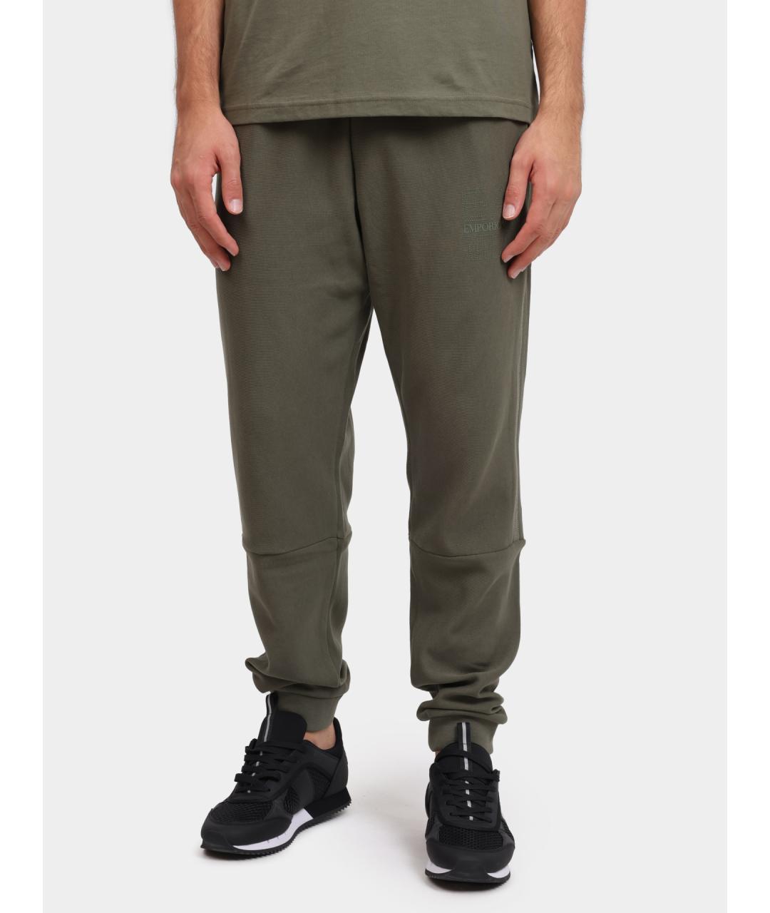 EA7 Хаки хлопковые повседневные брюки, фото 6