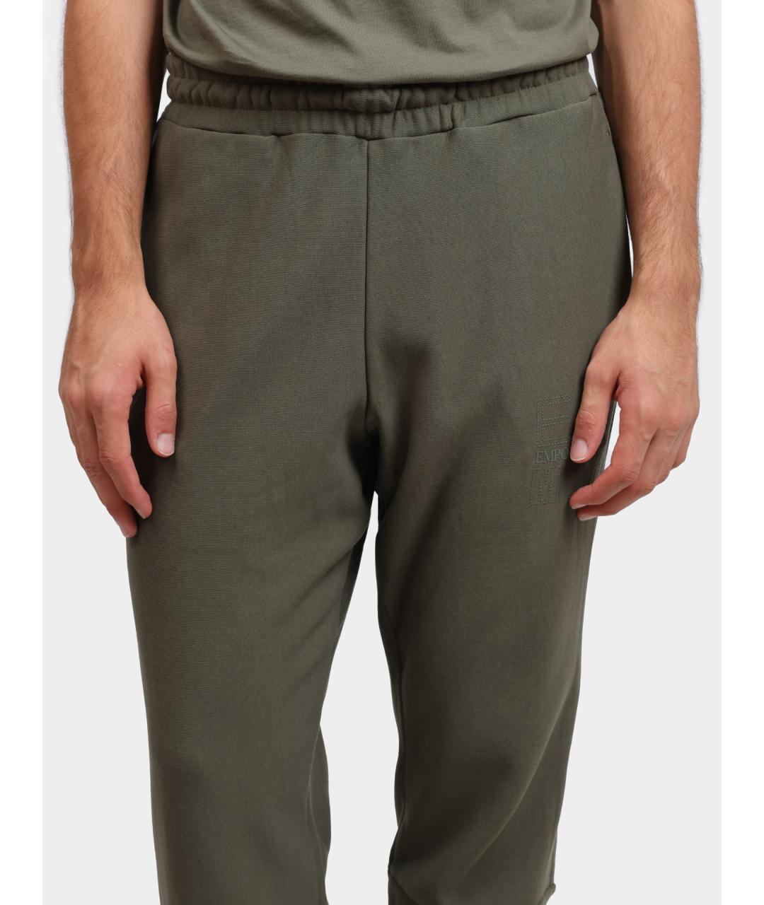 EA7 Хаки хлопковые повседневные брюки, фото 4