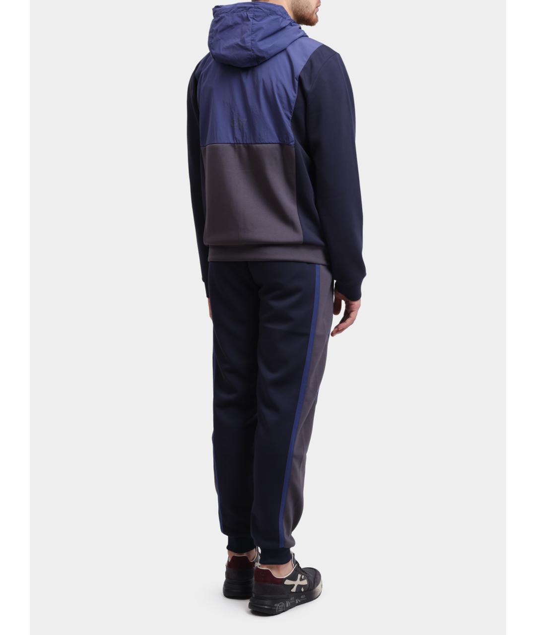 EA7 Синие полиамидовые повседневные брюки, фото 5