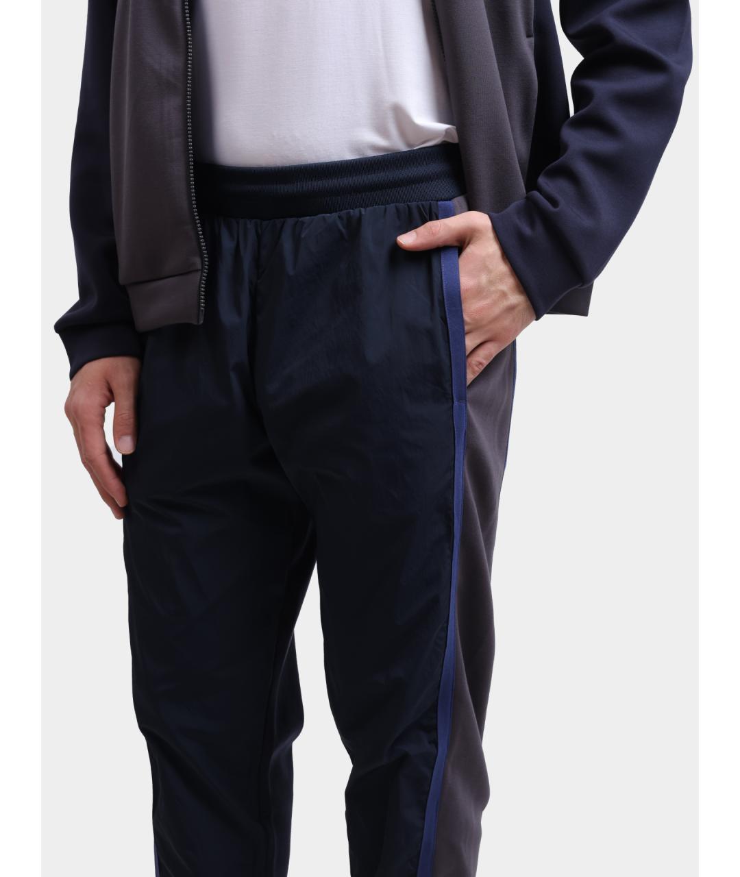 EA7 Синие полиамидовые повседневные брюки, фото 4