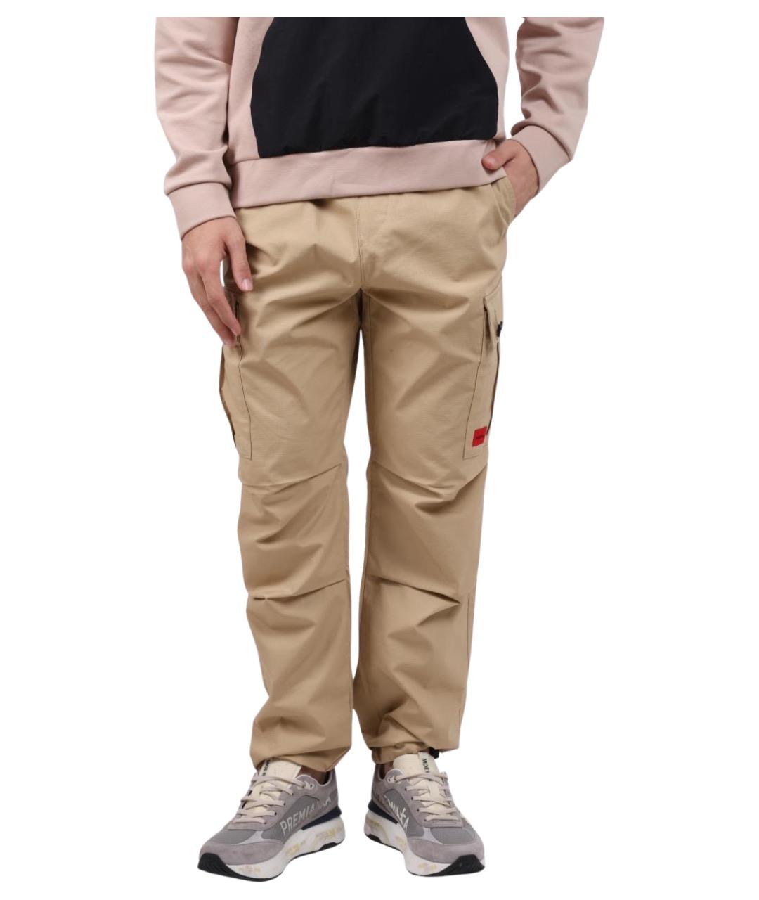 HUGO Бежевые хлопковые повседневные брюки, фото 1