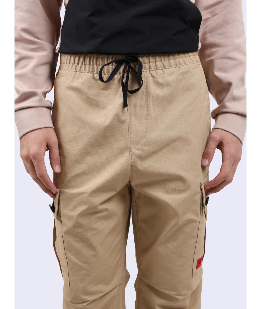 HUGO Бежевые хлопковые повседневные брюки, фото 4