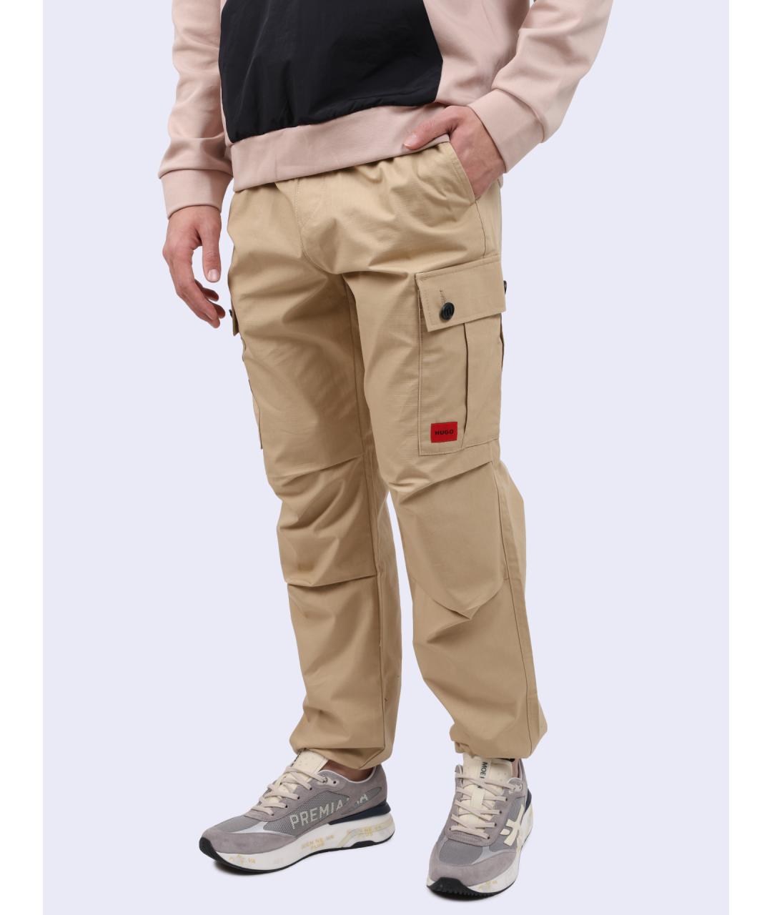 HUGO Бежевые хлопковые повседневные брюки, фото 3