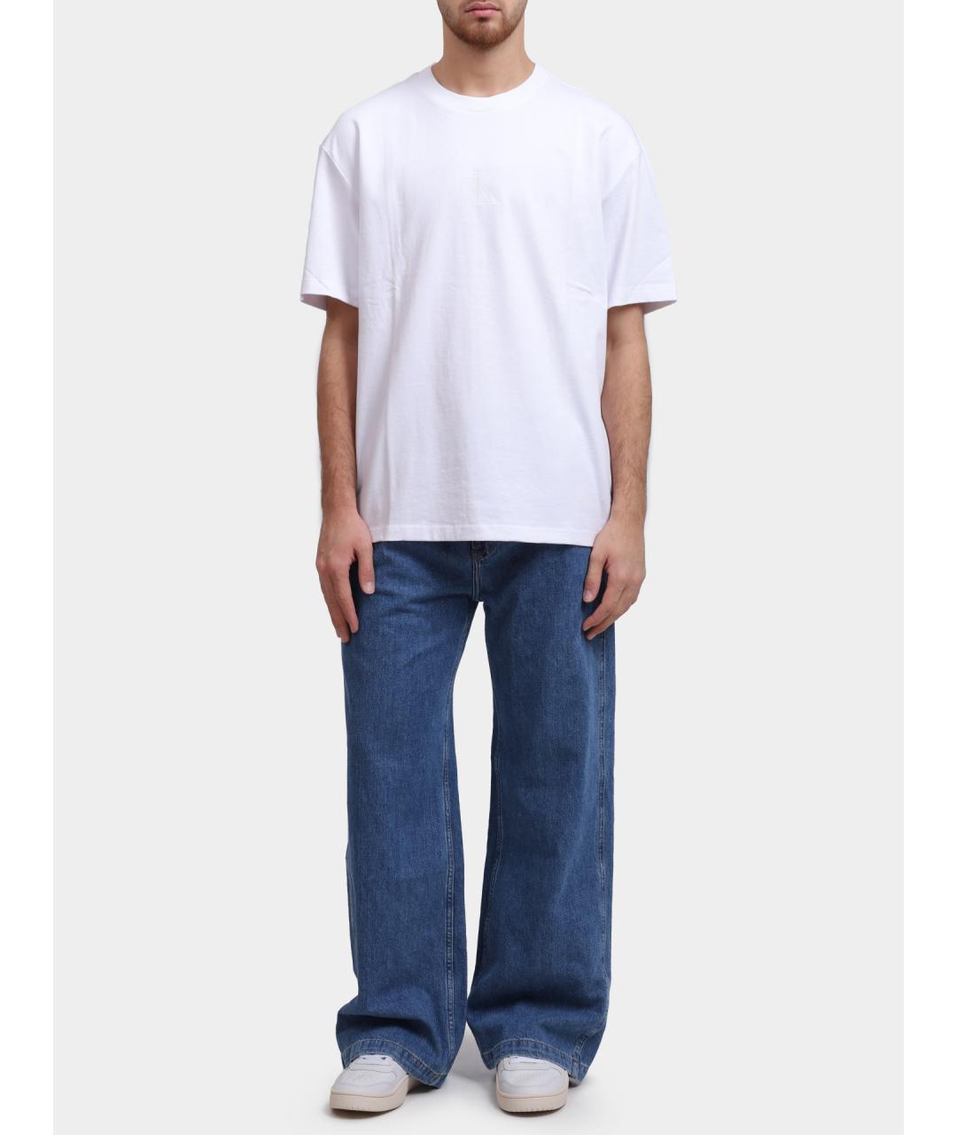 CALVIN KLEIN Синие хлопковые прямые джинсы, фото 6