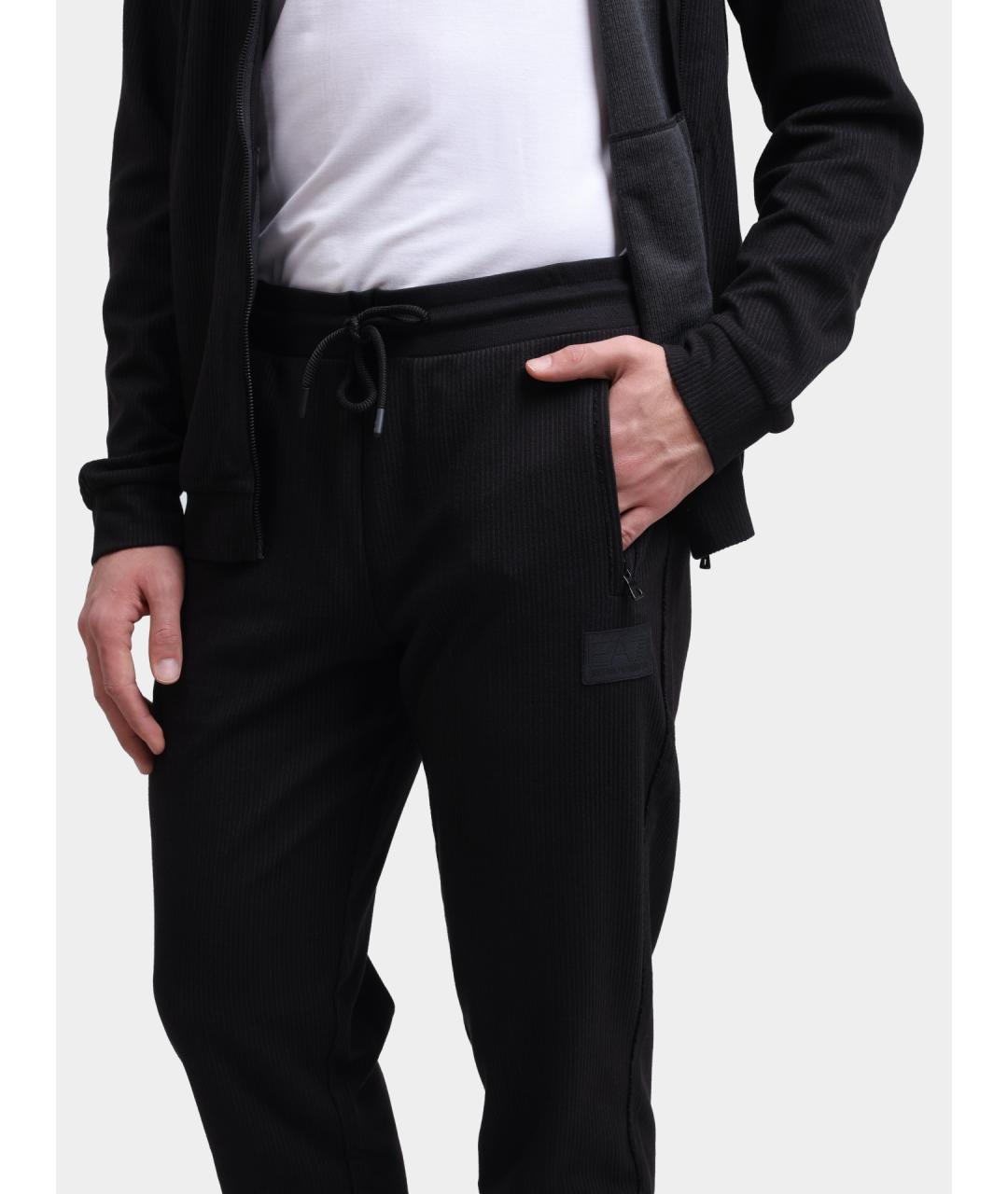 EA7 Черные полиэстеровые повседневные брюки, фото 4