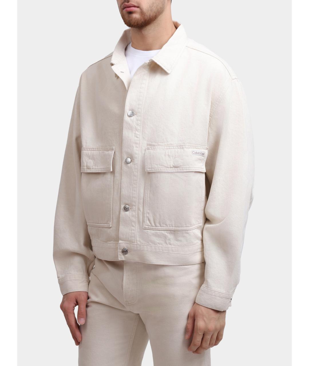CALVIN KLEIN Бежевая деним куртка, фото 3