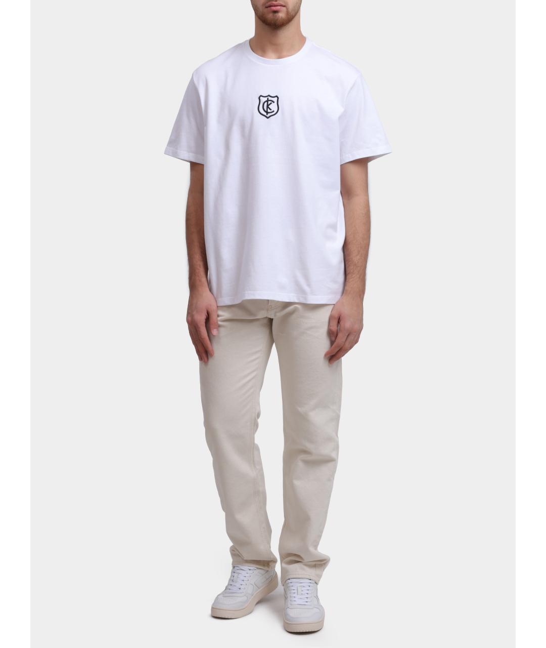 CALVIN KLEIN Бежевые хлопковые прямые джинсы, фото 6