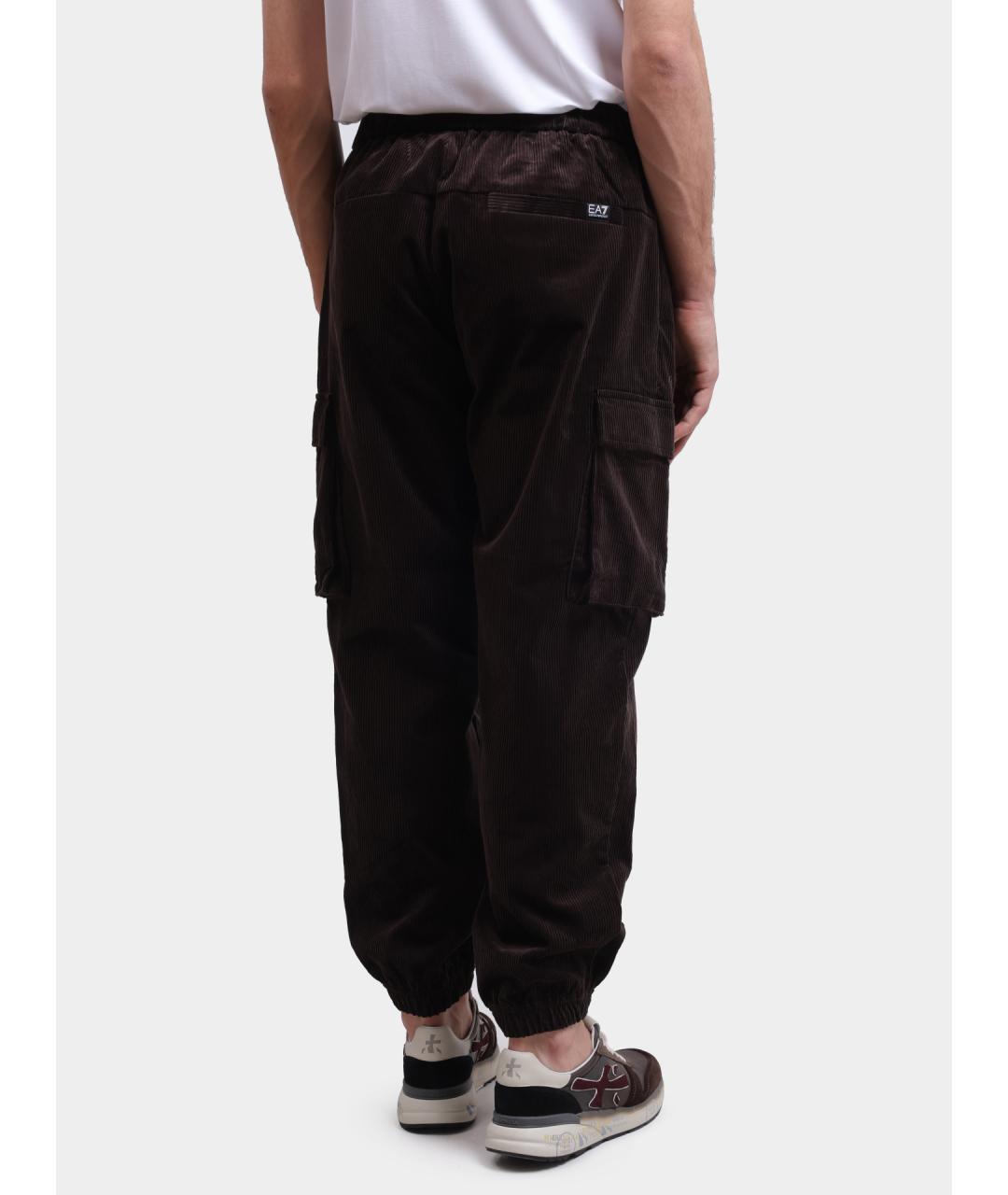 EA7 Коричневые хлопковые повседневные брюки, фото 5