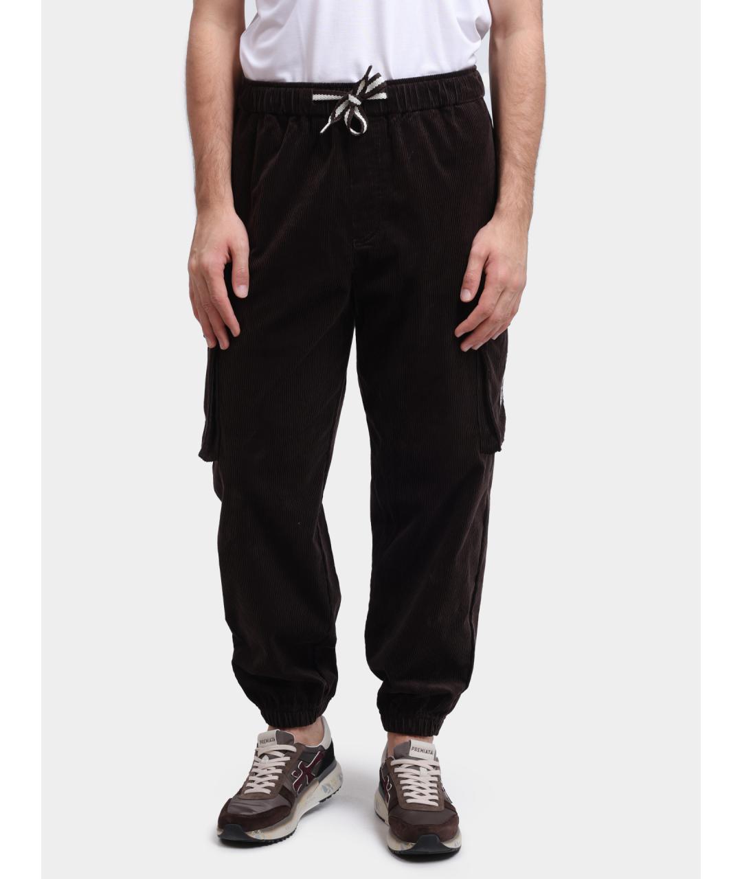 EA7 Коричневые хлопковые повседневные брюки, фото 2