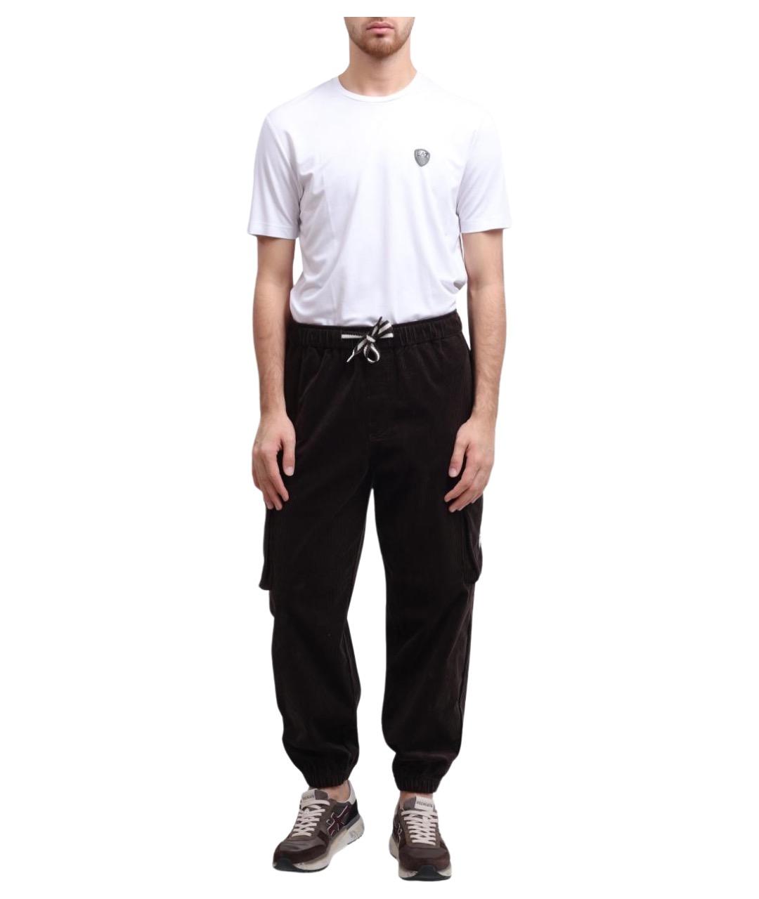 EA7 Коричневые хлопковые повседневные брюки, фото 1