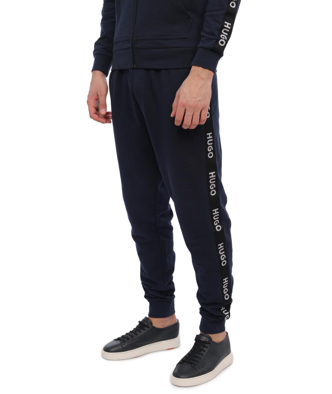 HUGO Синие хлопковые повседневные брюки, фото 3