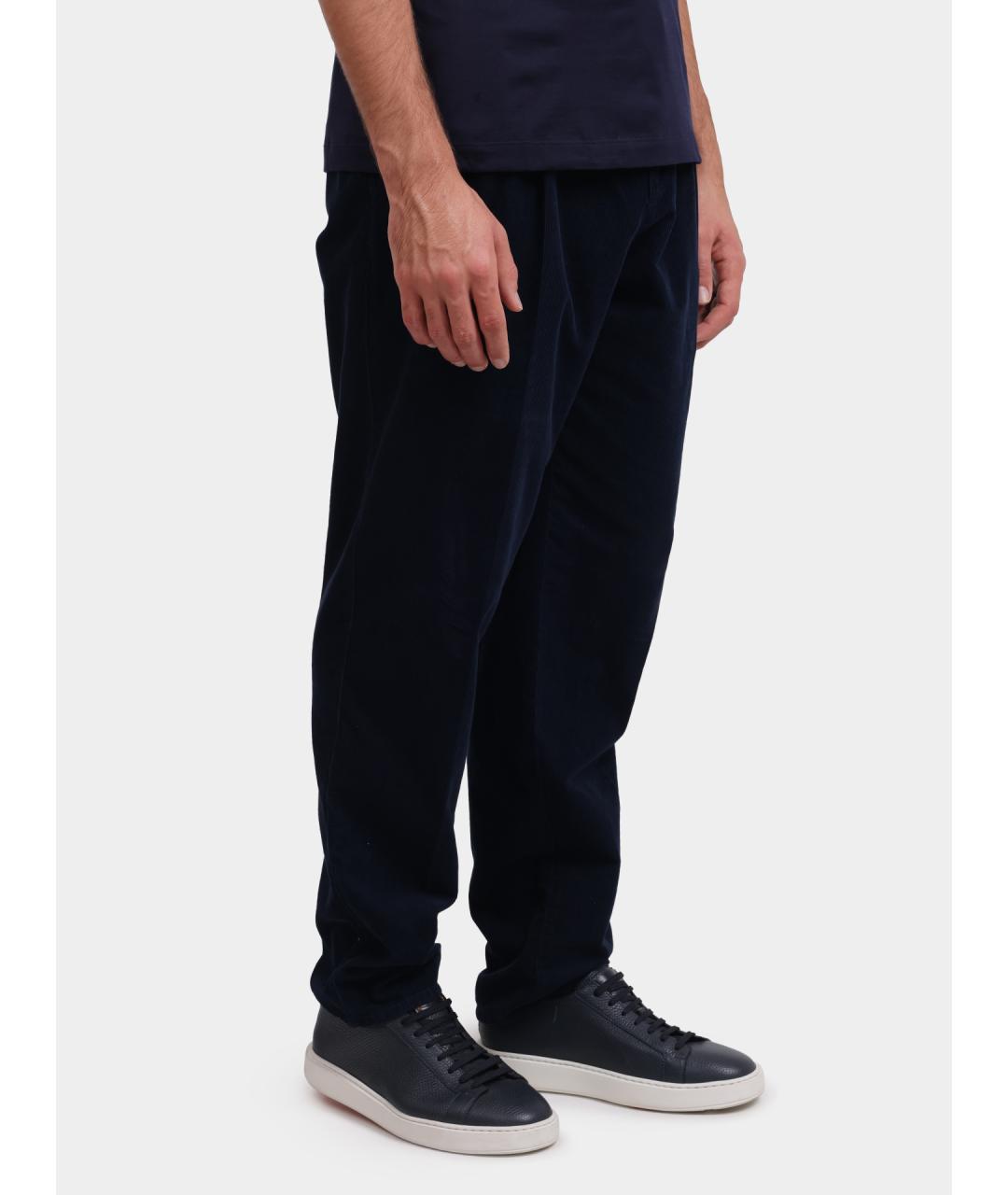 BRUNELLO CUCINELLI Синие хлопковые повседневные брюки, фото 3