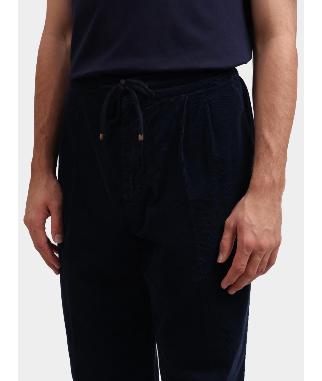 BRUNELLO CUCINELLI Синие хлопковые повседневные брюки, фото 4