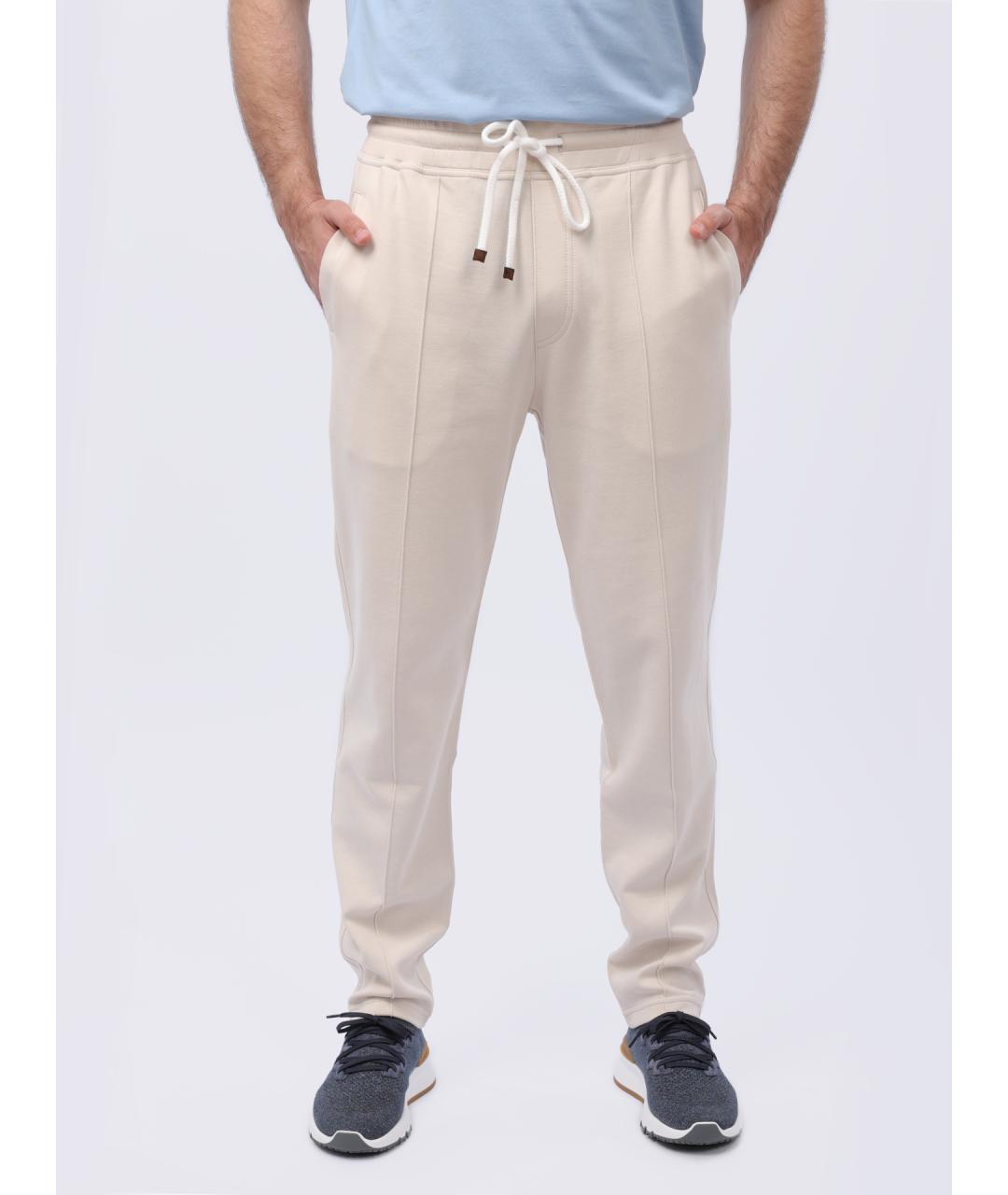 BRUNELLO CUCINELLI Белые хлопковые повседневные брюки, фото 3