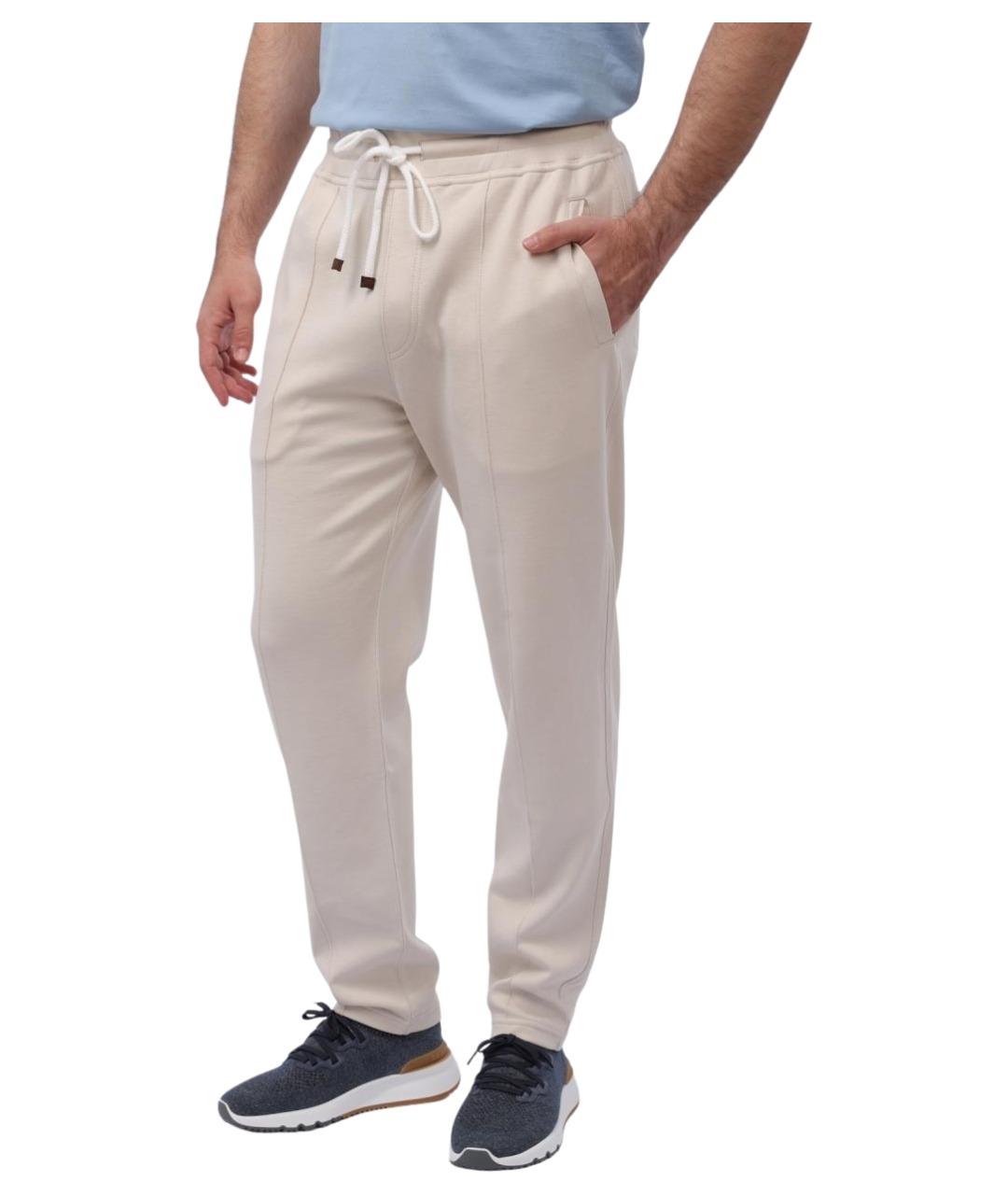 BRUNELLO CUCINELLI Белые хлопковые повседневные брюки, фото 1