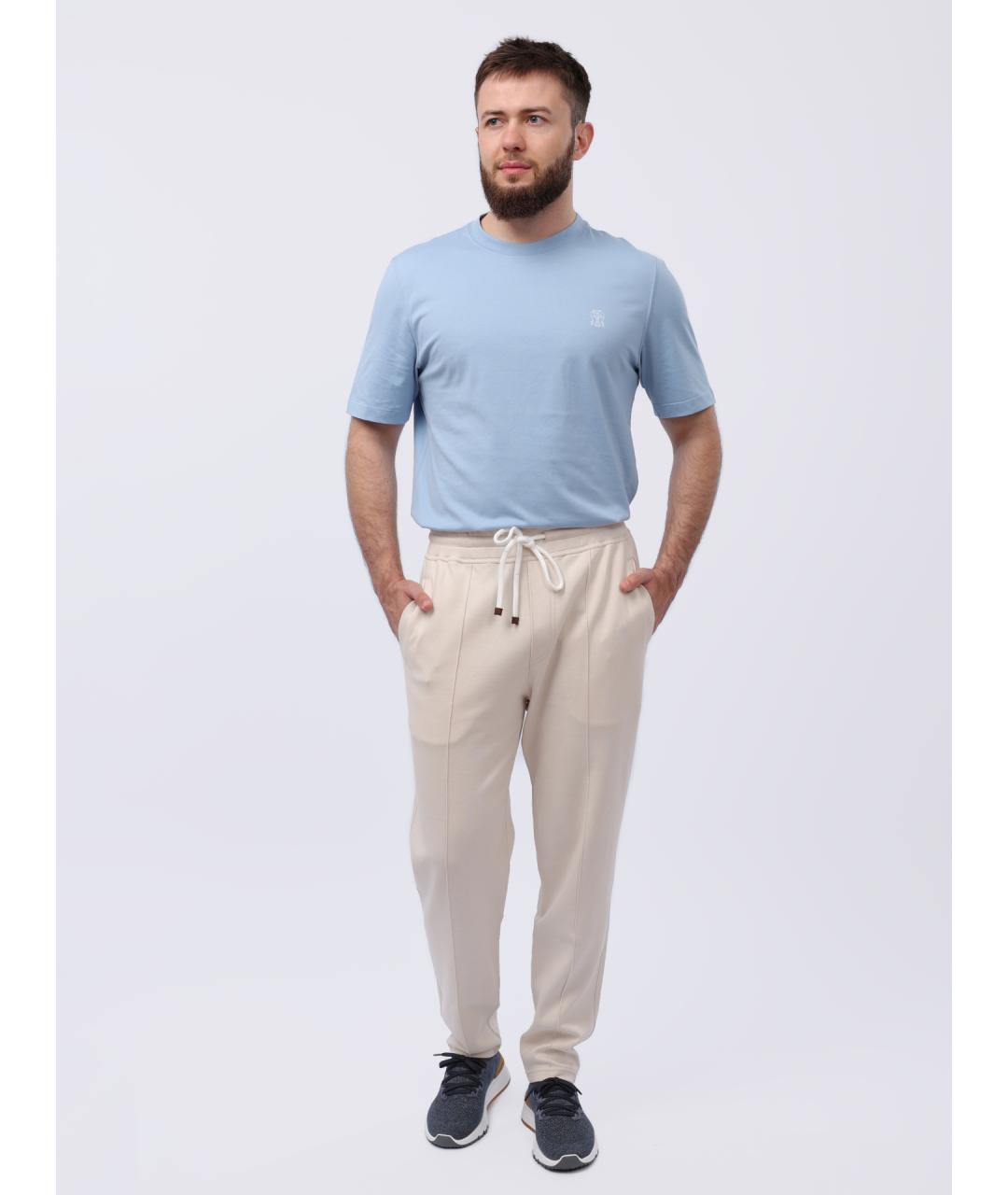 BRUNELLO CUCINELLI Белые хлопковые повседневные брюки, фото 2