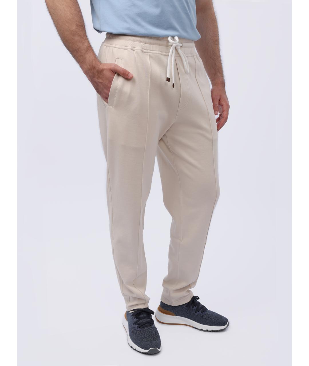 BRUNELLO CUCINELLI Белые хлопковые повседневные брюки, фото 5