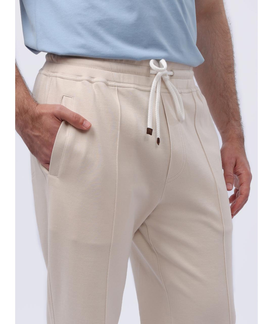 BRUNELLO CUCINELLI Белые хлопковые повседневные брюки, фото 4