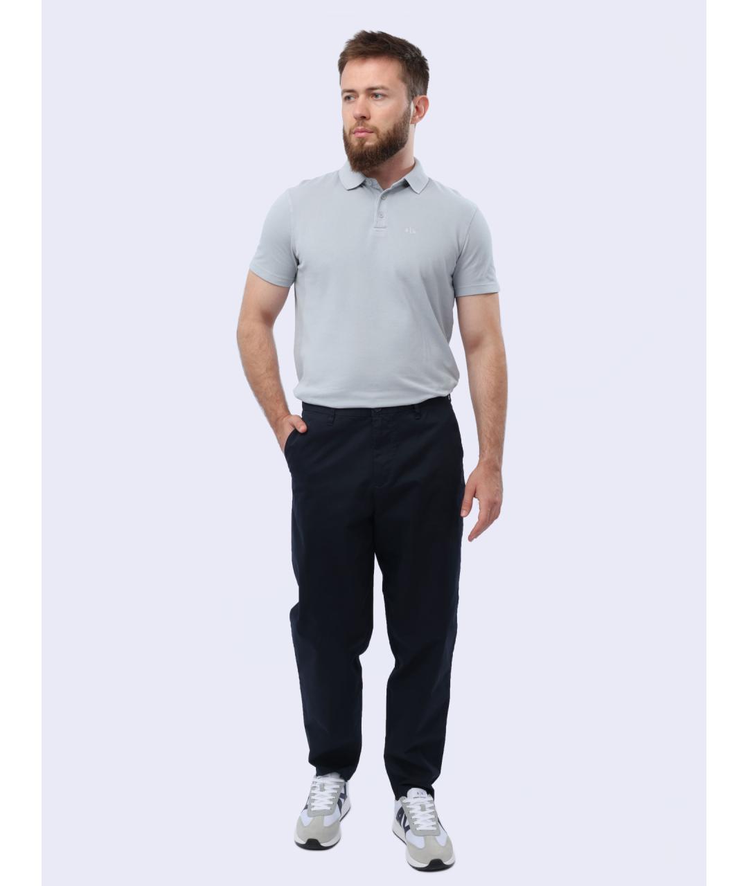ARMANI EXCHANGE Темно-синие хлопковые повседневные брюки, фото 2