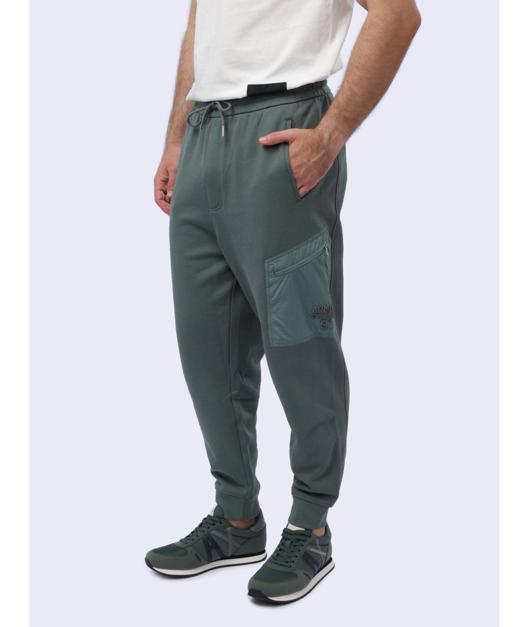 ARMANI EXCHANGE Зеленые хлопковые повседневные брюки, фото 4