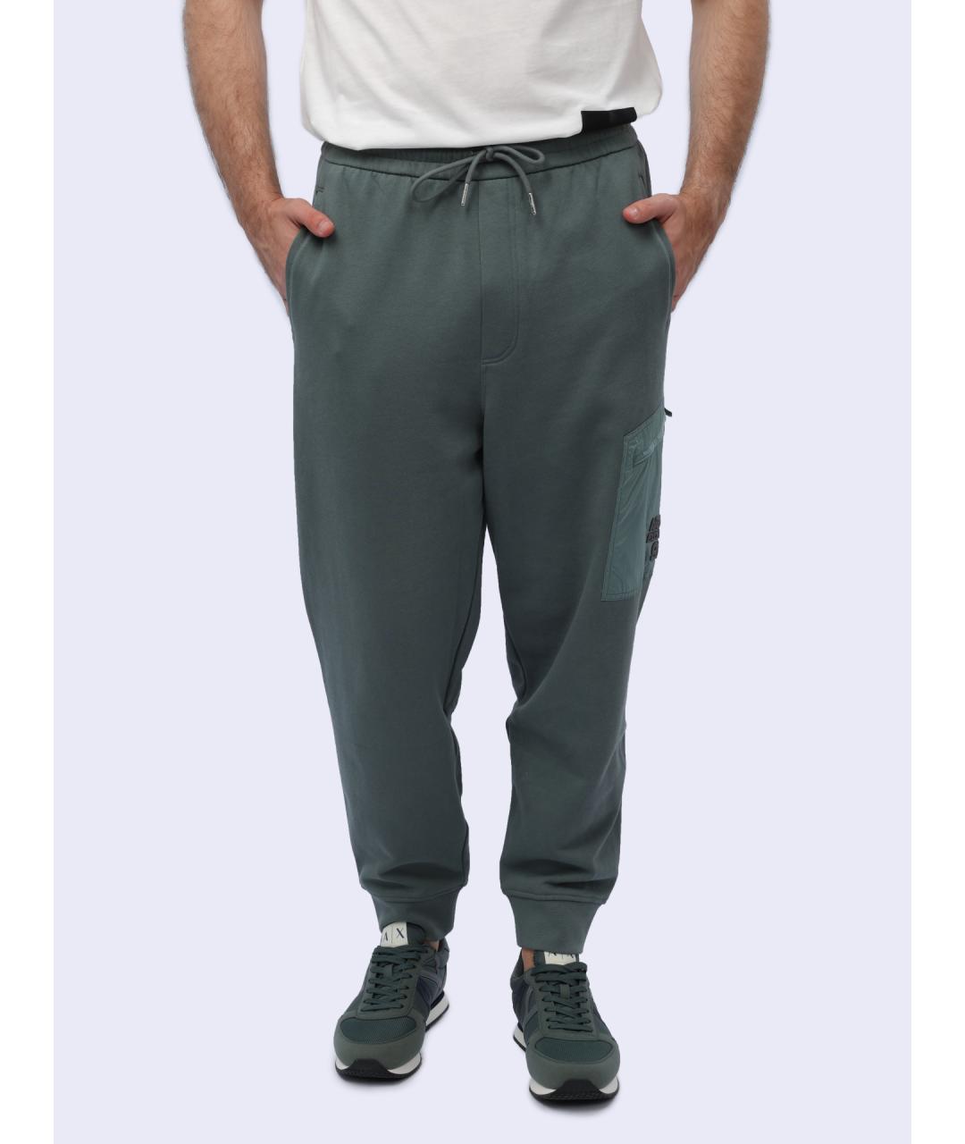 ARMANI EXCHANGE Зеленые хлопковые повседневные брюки, фото 3