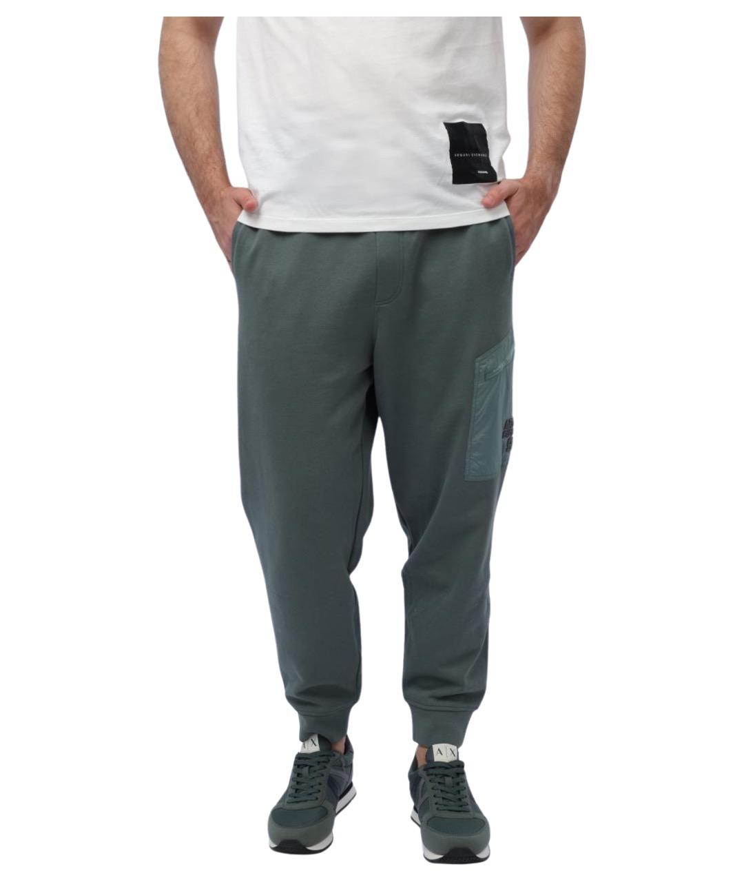 ARMANI EXCHANGE Зеленые хлопковые повседневные брюки, фото 1