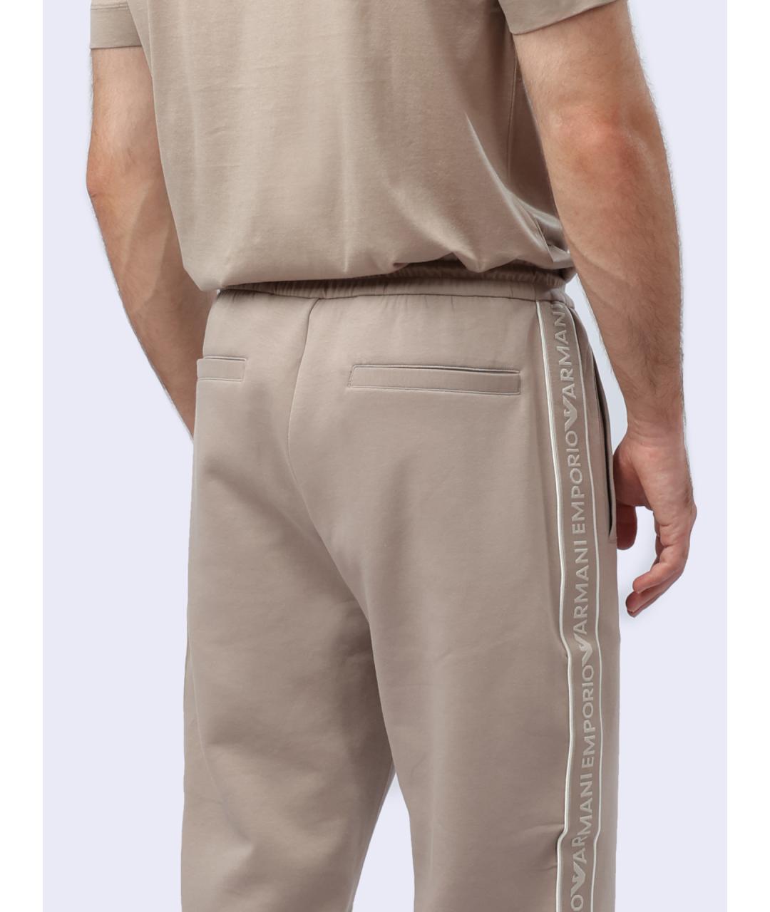 EMPORIO ARMANI Бежевые хлопковые повседневные брюки, фото 7