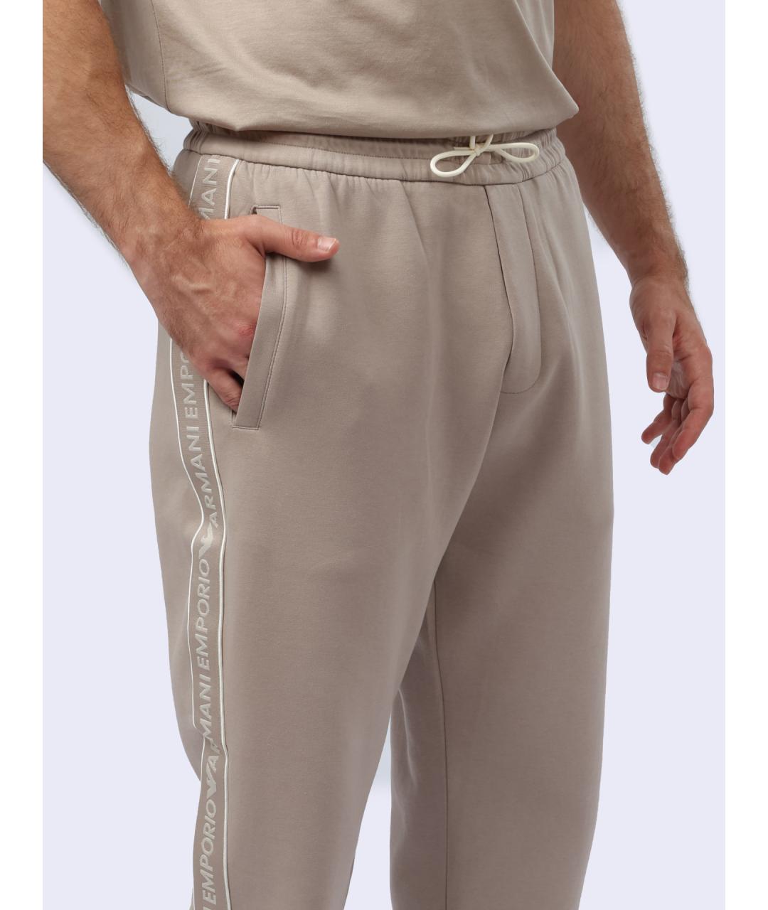 EMPORIO ARMANI Бежевые хлопковые повседневные брюки, фото 6