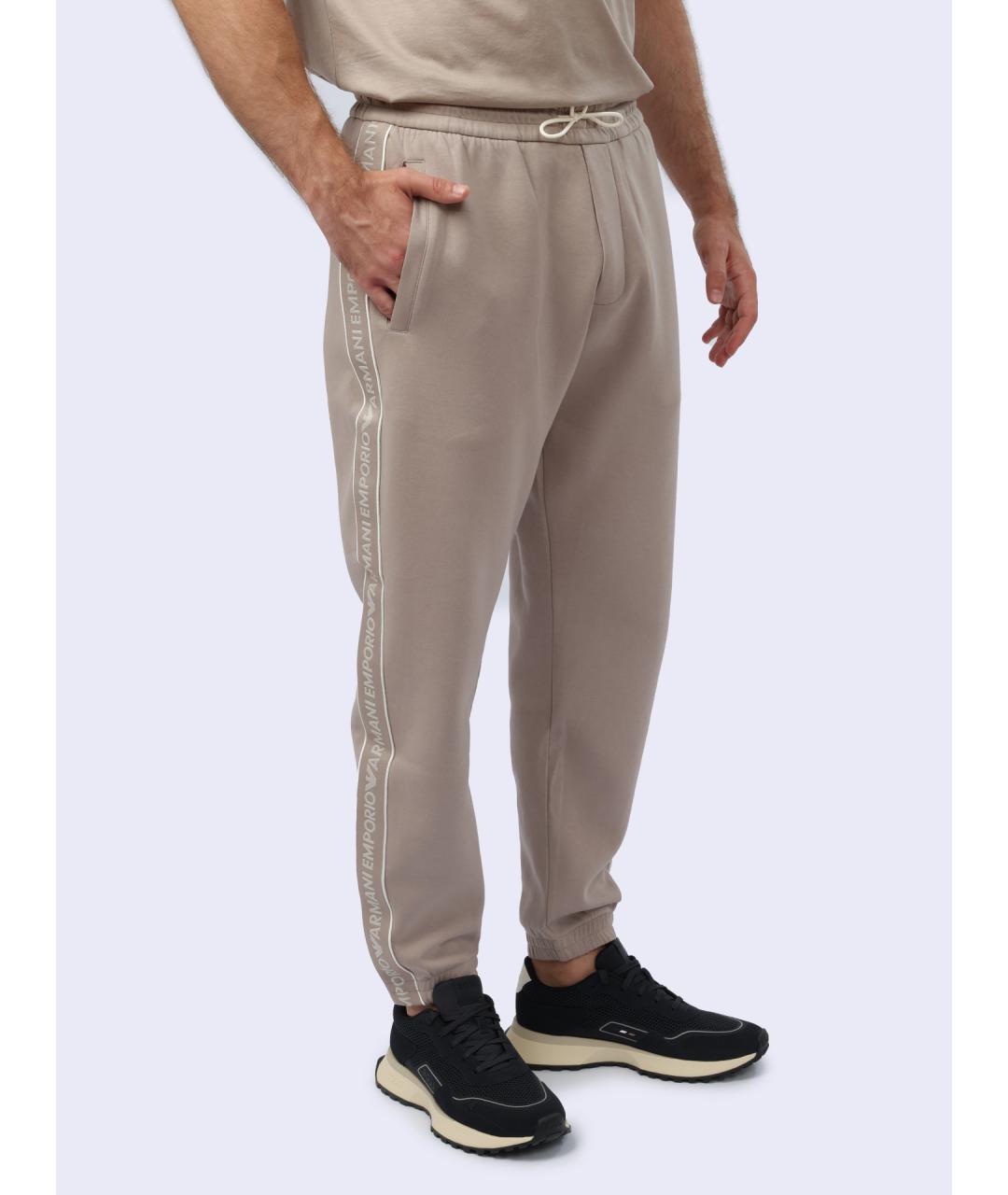 EMPORIO ARMANI Бежевые хлопковые повседневные брюки, фото 5